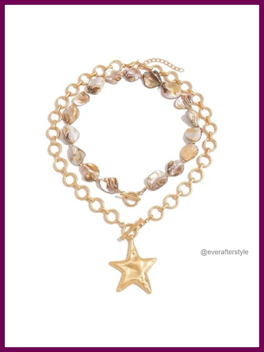 Layered Chunky Shell Star Necklace Set, Alloy Pendant Necklace Boho Beach